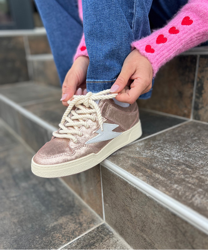 Semerdjian - baskets rose pailleté lacets corde