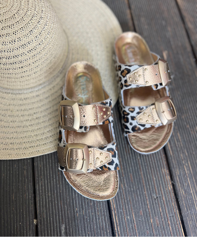 Semerdjian - Sandales double boucles léopard et doré