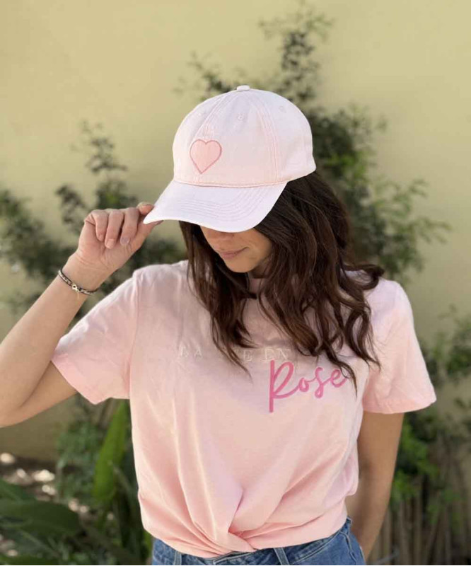 Casquette coton rose coeur rose