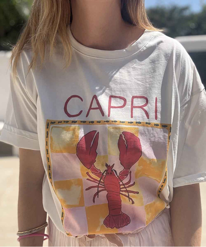 T-shirt blanc capri aragosta