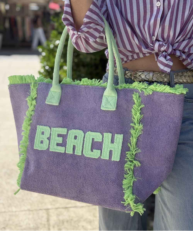 Sac de plage Beach en éponge violet et vert