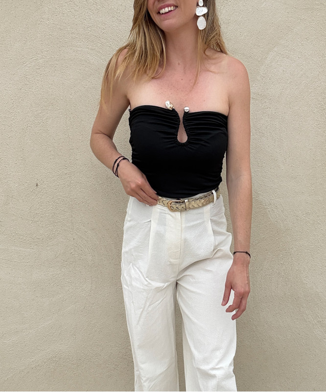 Top bustier noir avec bijoux
