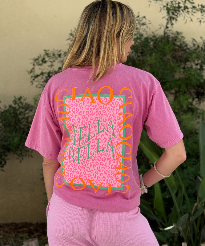 Tee-shirt coton rose Ciao Bella
