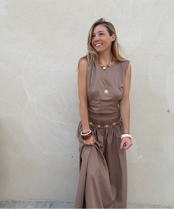 Top à nouer dans le dos taupe