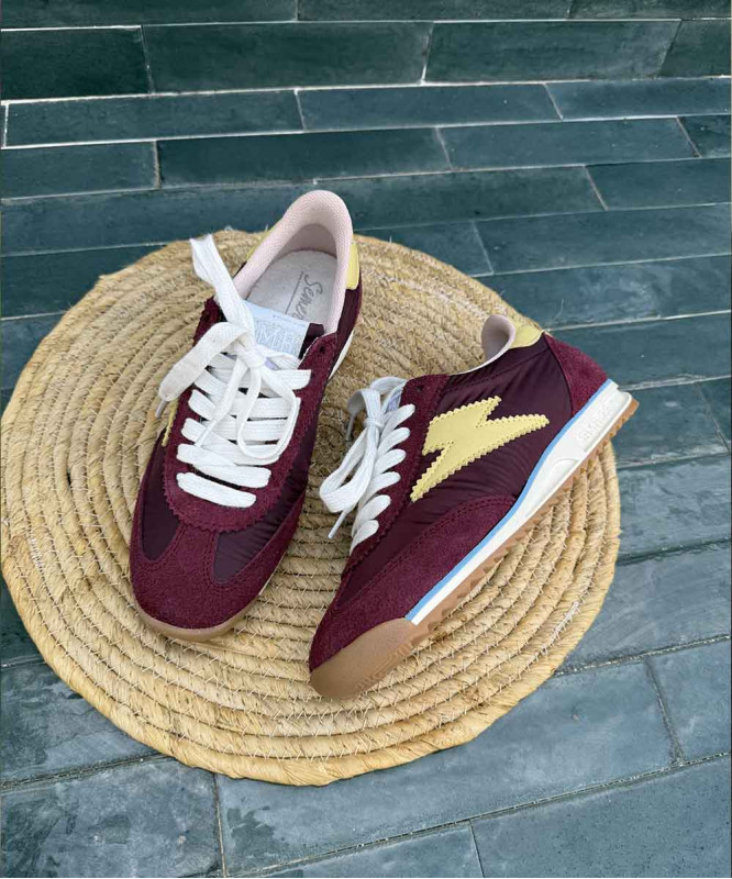 Baskets Semerdjian bordeaux et jaune