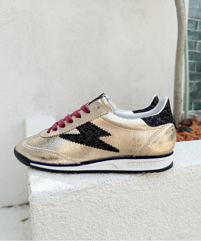 Baskets Semerdjian doré et glitter noir