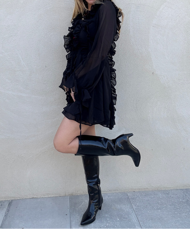 Bottes noires vernis petit talon