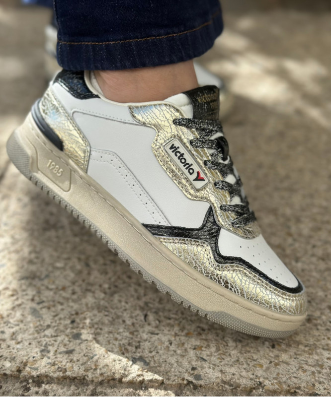 Baskets Victoria blanc et doré