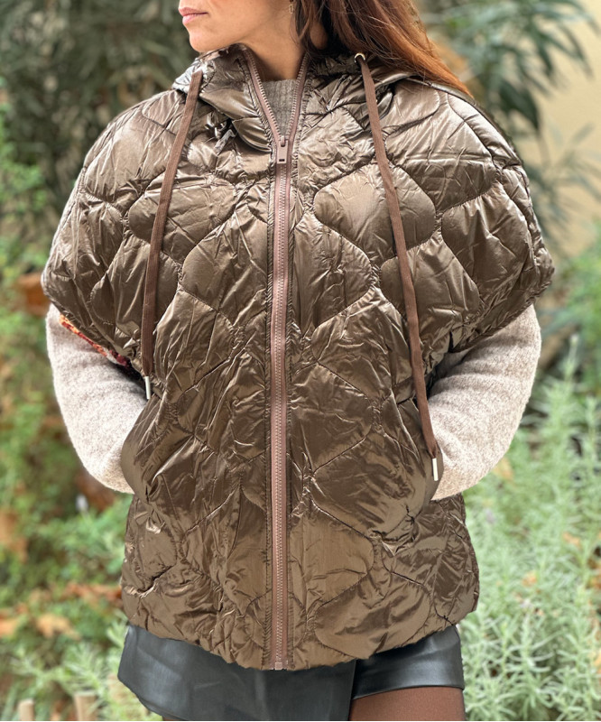 Doudoune sans manches marron glacé