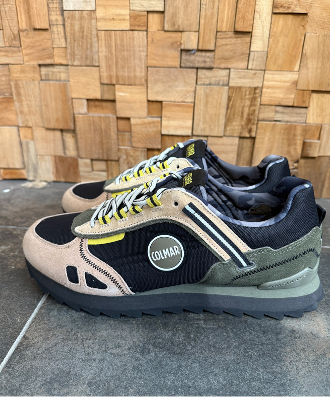 Baskets Colmar noir kaki et beige