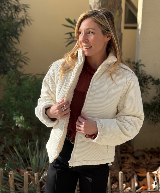 Veste en velours écrue