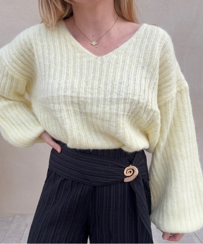 Pull jaune pastel