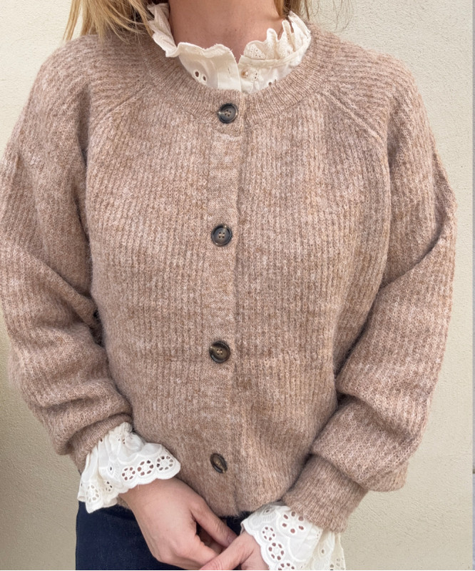 Gilet beige col rond