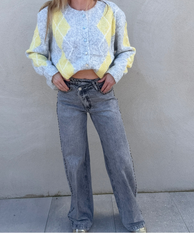 Jean fermeture croisée à clous