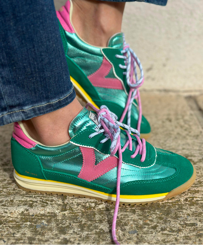 Baskets Victoria vert et rose
