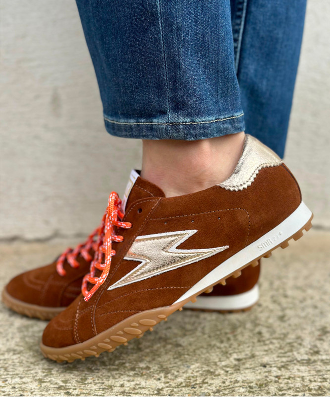 Baskets Semerdjian marron et doré