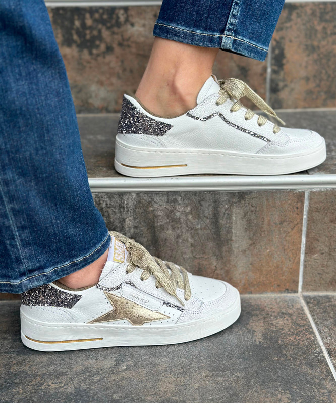 Baskets Semerdjian glitter argent et doré