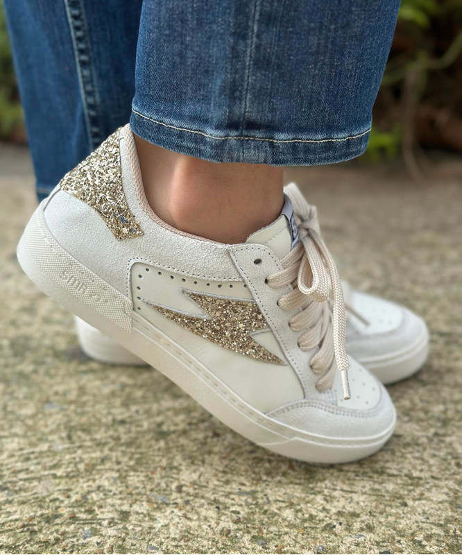 Baskets Semerdjian blanc et glitter doré