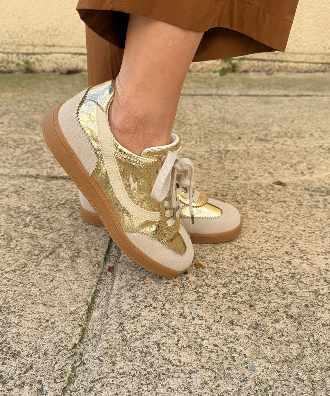 Baskets Vanessa Wu beige et doré