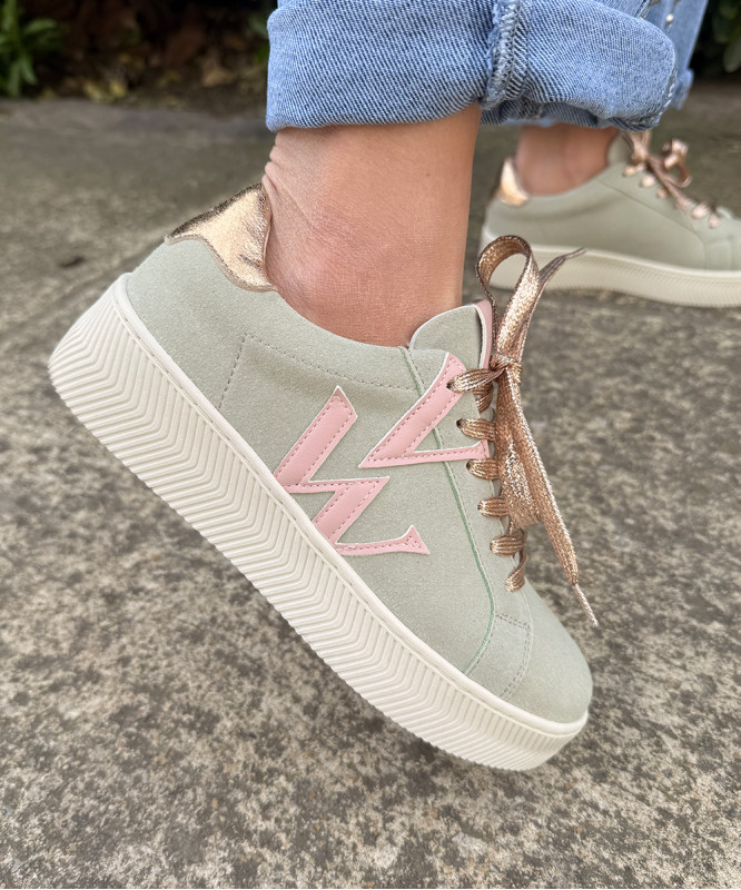 Baskets Vanessa Wu vert et rose