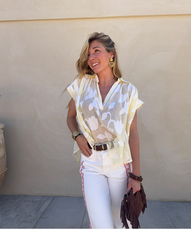 Blouse jaune manches courtes
