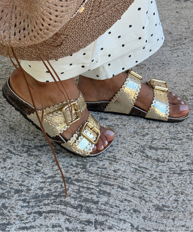 Sandales Semerdjian dorées double boucle