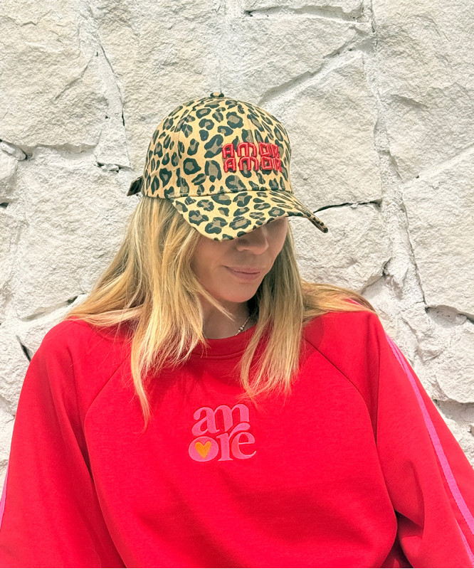 Casquette léopard Amor Amor rouge