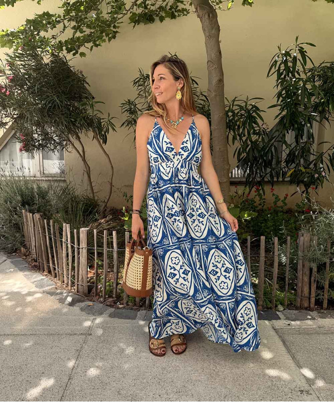 Robe longue motif méditerranéen